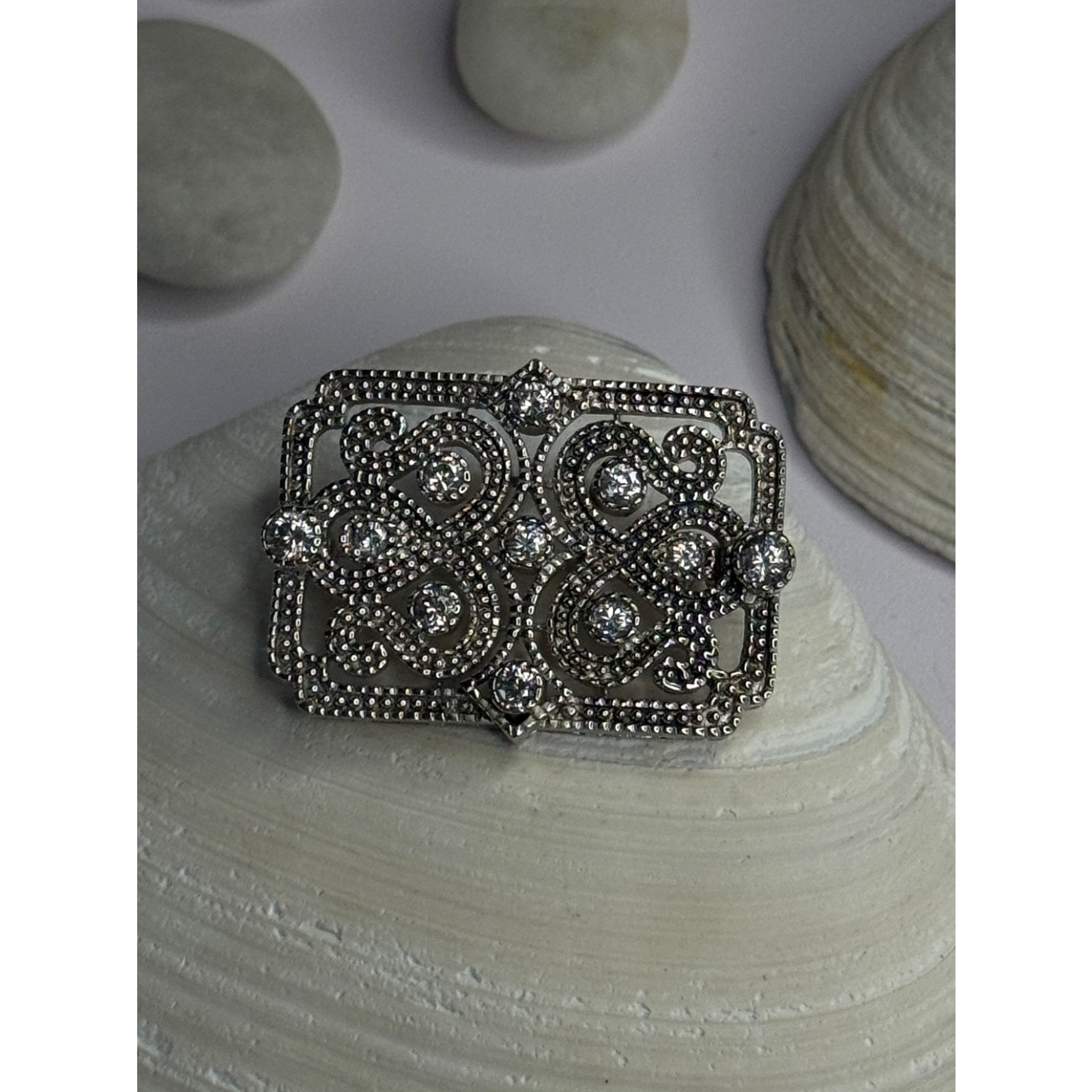 Elegant Design 925 Sterling Silver Beryl Brooch Length 1 Inch 150$